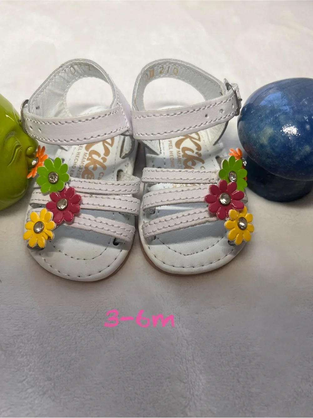 Kids White Sandals with Colorful Flower Accents - Infant